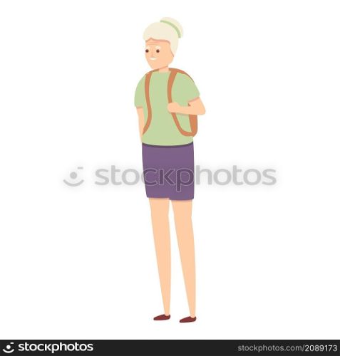 Grandma backpack icon cartoon vector. Senior man. Old character. Grandma backpack icon cartoon vector. Senior man