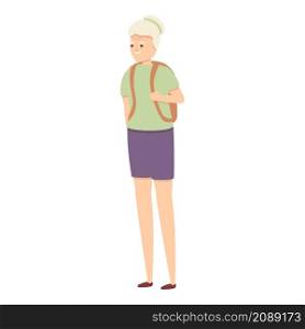 Grandma backpack icon cartoon vector. Senior man. Old character. Grandma backpack icon cartoon vector. Senior man