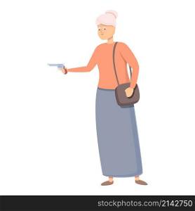 Grandma self defence icon cartoon vector. Woman fight. Assault attack. Grandma self defence icon cartoon vector. Woman fight