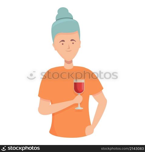 Grandma sommelier icon cartoon vector. Wine glass. Huge taster. Grandma sommelier icon cartoon vector. Wine glass