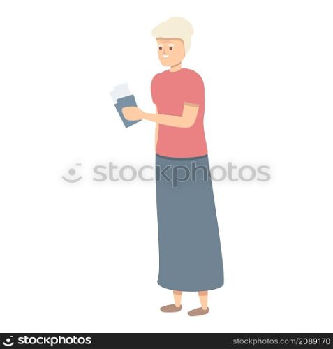 Grandma travel icon cartoon vector. Senior character. Happy woman. Grandma travel icon cartoon vector. Senior character