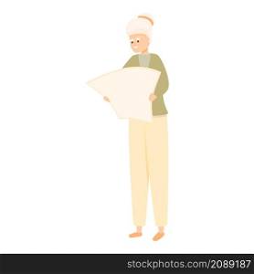 Grandma travel map icon cartoon vector. Senior woman. Happy person. Grandma travel map icon cartoon vector. Senior woman