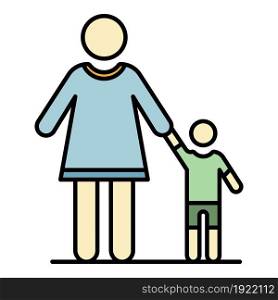 Grandmother with nephew icon. Outline grandmother with nephew vector icon color flat isolated on white. Grandmother with nephew icon color outline vector