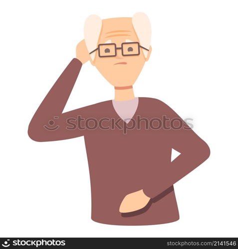 Grandpa dementia icon cartoon vector. Old senior disease. Alzheimer care. Grandpa dementia icon cartoon vector. Old senior disease