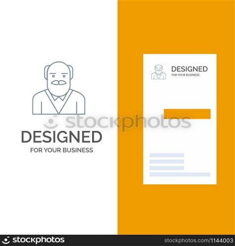 Grandpa, Father, Old Man, Uncle Grey Logo Design and Business Card Template