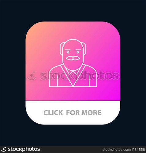 Grandpa, Father, Old Man, Uncle Mobile App Button. Android and IOS Line Version