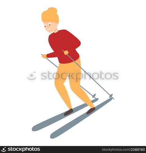 Grandpa skiing icon cartoon vector. Travel senior. Old man. Grandpa skiing icon cartoon vector. Travel senior