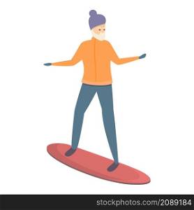 Grandpa snowboarding icon cartoon vector. Senior travel. Happy man. Grandpa snowboarding icon cartoon vector. Senior travel