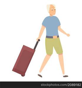 Grandpa travel bag icon cartoon vector. Old man. Person travel. Grandpa travel bag icon cartoon vector. Old man