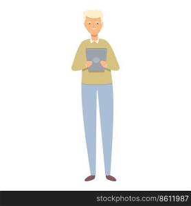 Grandpa use reader icon cartoon vector. Old person. Happy person. Grandpa use reader icon cartoon vector. Old person