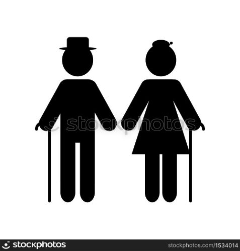 Grandparents couple silhouette isolated on white background. Vector illustration