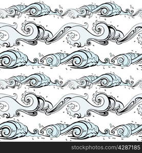 Grange Sea background. Hand drawn vector illustration