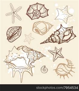 Grange Sea collection. Hand drawn vector illustration. Sea collection. Hand drawn vector illustration