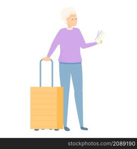 Granny air travel icon cartoon vector. Senior journey. Old person. Granny air travel icon cartoon vector. Senior journey