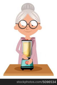 Granny mixing, illustration, vector on white background.