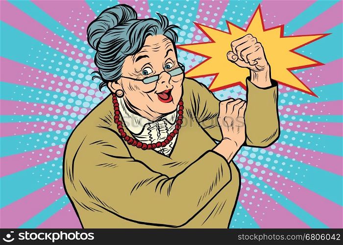 Granny old lady We can do it. Pop art retro vector illustration. Granny old lady We can do it