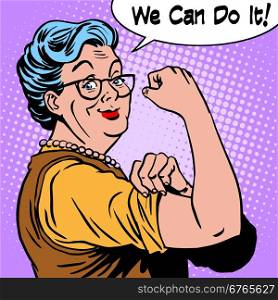 Granny old woman gesture we can do it. Granny old woman gesture we can do it. The power of confidence pop art retro style