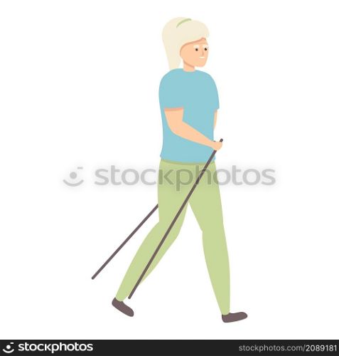 Granny sport walking icon cartoon vector. Senior travel. Old woman. Granny sport walking icon cartoon vector. Senior travel