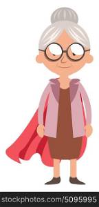 Granny with red cape, illustration, vector on white background.
