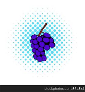 Grape branch icon in comics style on a white background. Grape branch icon, comics style