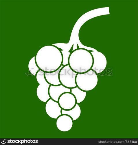 Grape branch icon white isolated on green background. Vector illustration. Grape branch icon green