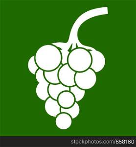 Grape branch icon white isolated on green background. Vector illustration. Grape branch icon green