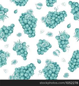 Grape bunch seamless pattern on white background with leaves, Fresh organic food, Grapes pattern background, Fruit vector illustration.