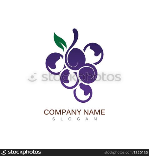 Grape fruit logo flat vector template icon illustration design