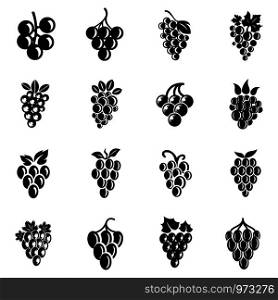 Grape fruit wine logo icons set. Simple illustration of 16 grape fruit wine logo vector icons for web. Grape fruit wine logo icons set, simple style