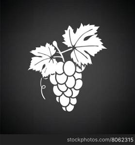 Grape icon. Black background with white. Vector illustration.