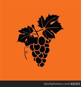 Grape icon. Orange background with black. Vector illustration.