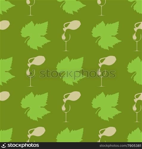 Grape seamless background, vector illustration glass with a jug of wine