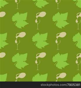 Grape seamless background, vector illustration glass with a jug of wine