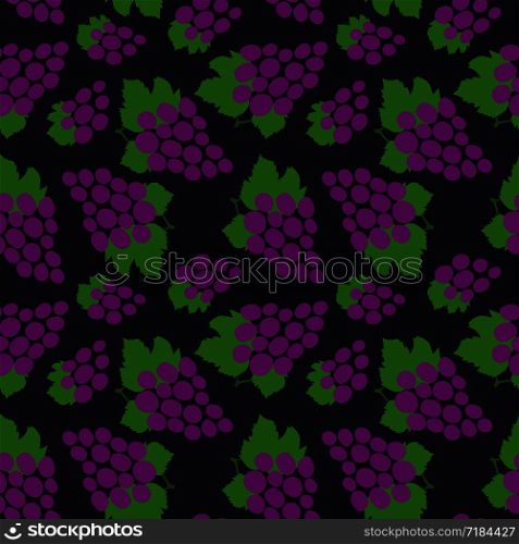 Grape seamless pattern. Bunch of grapes. Hand drawn fresh berry. Vector sketch background. Doodle wallpaper. Food print for kitchen tablecloth, curtain or dishcloth. Fashion design