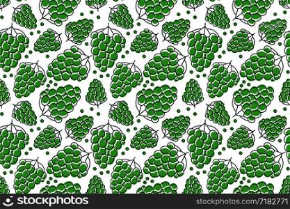 Grape seamless pattern. Hand drawn fresh fruit. Vector sketch background. Color doodle wallpaper. Green berry print