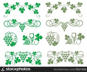 Grape swirls and elements for wine or viticulture industry design