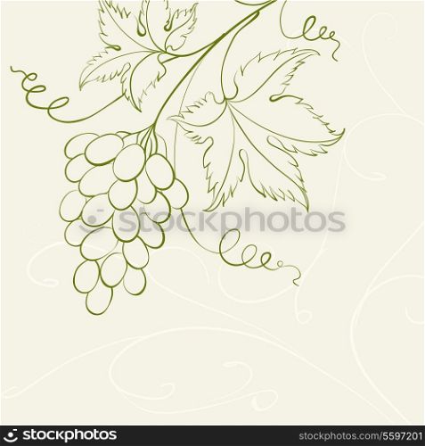 Grape wine card. Vector illustration.