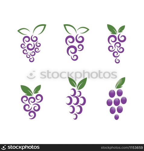 Grape with leaf logo vector template