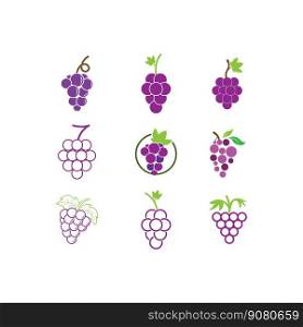Grape with leaf logo vector template design