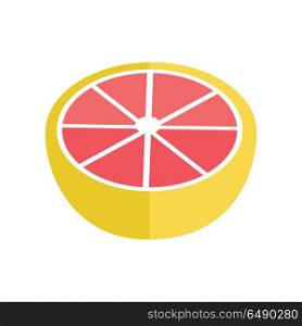 Grapefruit vector in flat style design. Fruit illustration for conceptual banners, icons, mobile app pictogram, infographic, and logotype element. Isolated on white background. . Grapefruit Vector Illustration In Flat Style Design. . Grapefruit Vector Illustration In Flat Style Design.