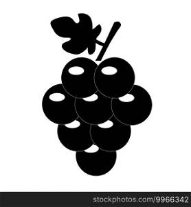 grapes icon on white background. grapes fruit sign. grapevine with leaf symbol. flat style. 