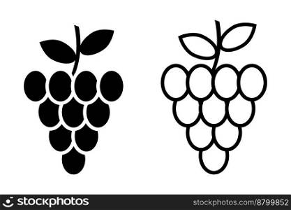 Grapes, icon vector. Icons of black grapes on a white background.