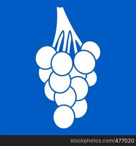 Grapes icon white isolated on blue background vector illustration. Grapes icon white