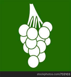 Grapes icon white isolated on green background. Vector illustration. Grapes icon green