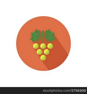 Grapes icon with shadow in flat design