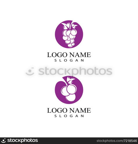 Grapes logo template vector icon illustration design