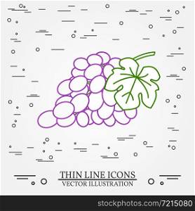 Grapes thin line design. Grapes pen Icon. Grapes pen Icon Vector. Grapes pen Icon Drawing. Grapes pen Icon Image. Grapes penl Icon Graphic. Grapes pen Icon Art. Thin line icon.