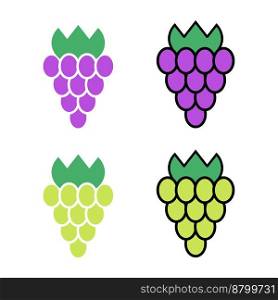Grapes, vector. Purple grapes and green grapes on a white background.