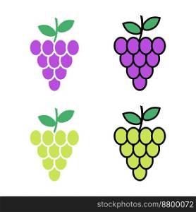 Grapes, vector. Purple grapes and green grapes on a white background.