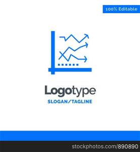Graph, Analysis, Analytic, Analytics, Chart, Data Blue Solid Logo Template. Place for Tagline